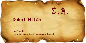 Dukai Milán névjegykártya